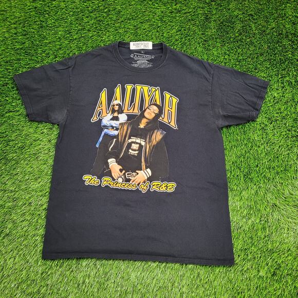 Aaliyah Rap-Tee Shirt Womens Large 20x27 Black R&B - Picture 1 of 12
